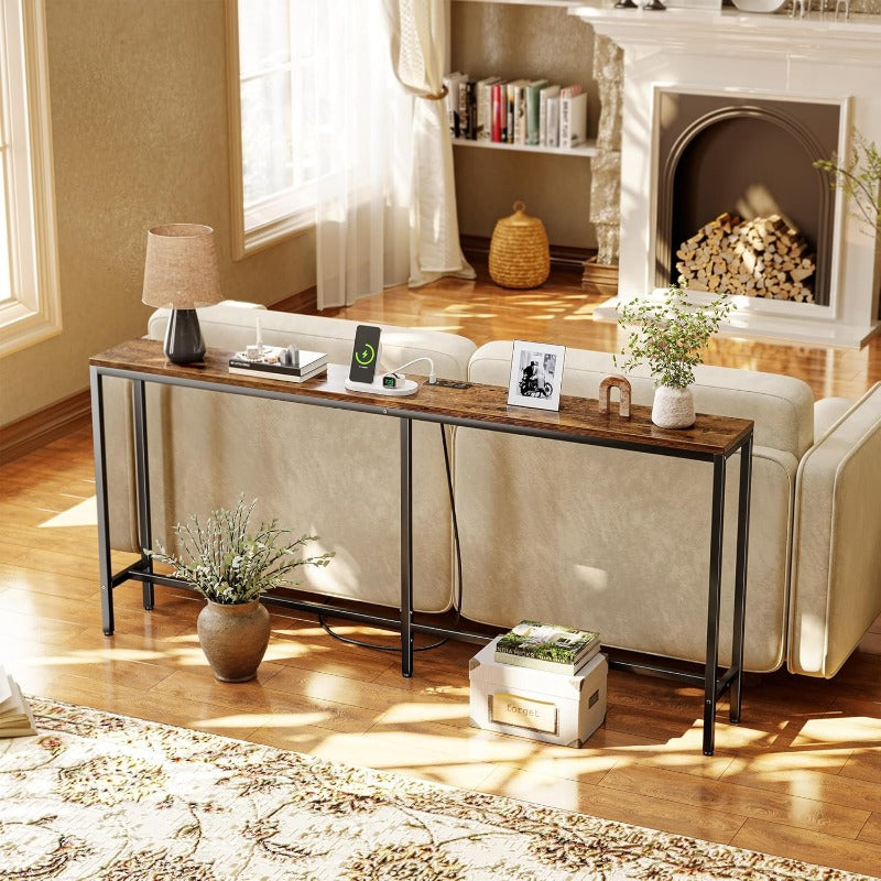 Narrow Entryway Console Table with Power Outlet