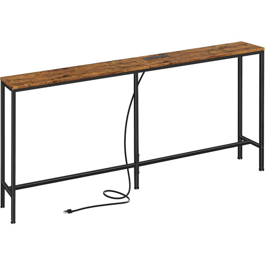 Narrow Entryway Console Table with Power Outlet