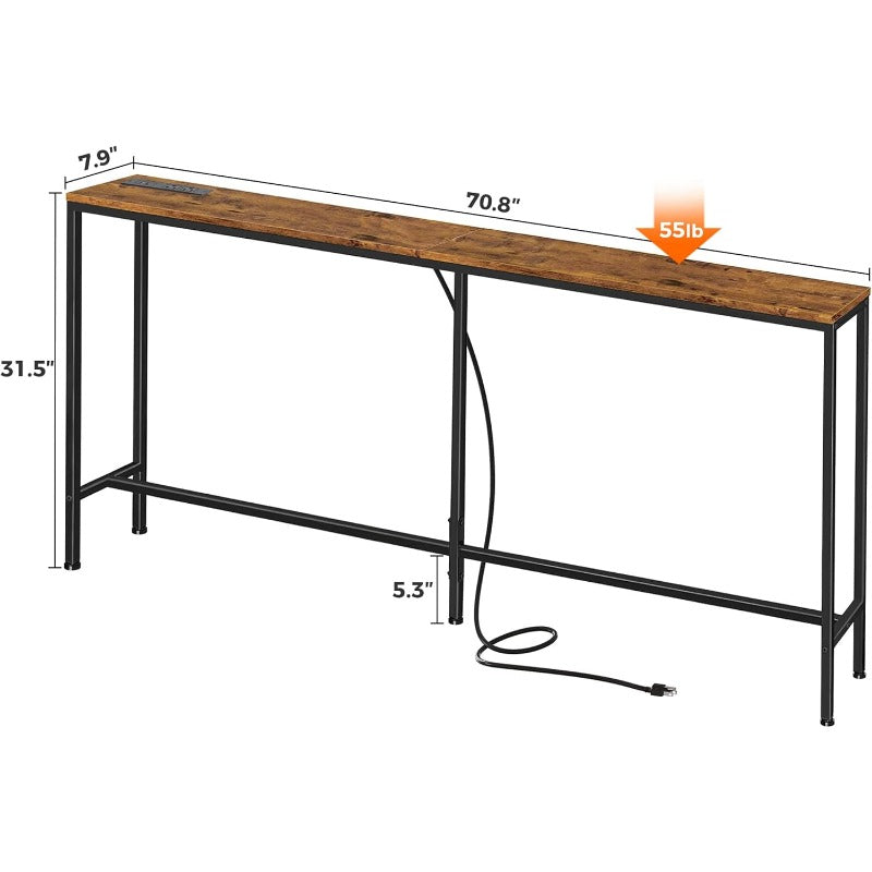 Narrow Entryway Console Table with Power Outlet